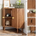 thumbnail image 4 of YANGLI Fluted Corner Floor Cabinet with Sliding Doors & Adjustable Shelves, Modern Wooden Narrow Storage Organizer for Small Spaces, 4 of 6