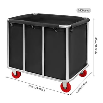 R&B Wire Products Rolling Wire Laundry Cart with Double Pole Rack