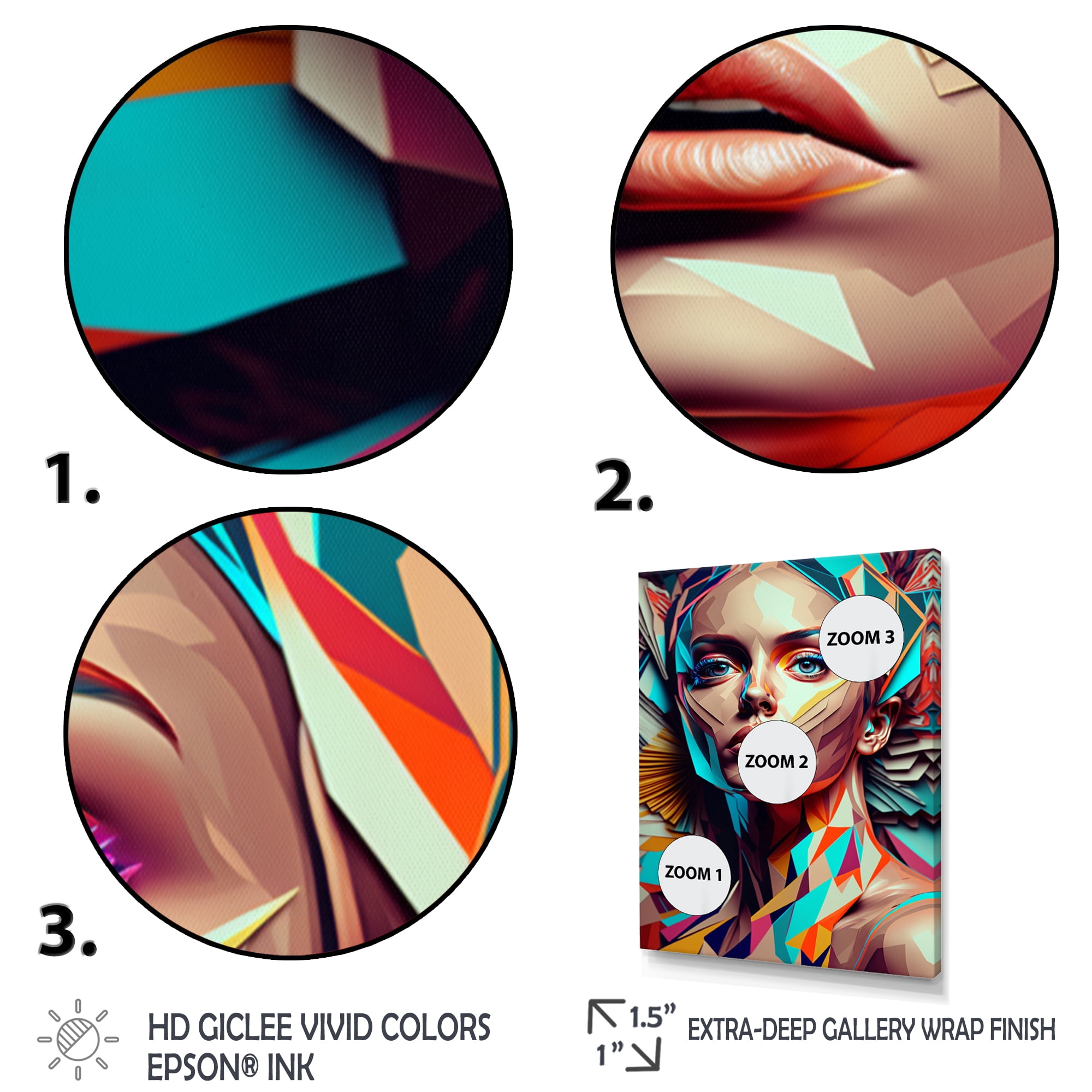 Designart Cubic Woman Portrait I Canvas Wall Art