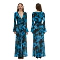 thumbnail image 3 of Douhoow Women Coverups Sheer Mesh Kimono Long Sleeve Deep V Neck Split Beach Dress, 3 of 9