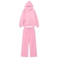 thumbnail image 4 of IWRICH Two Piece Sets for Women Cozy Winter Loungewear Set Wide Leg Pants Sweatshirt Lined Outfits Pink XXL, 4 of 4