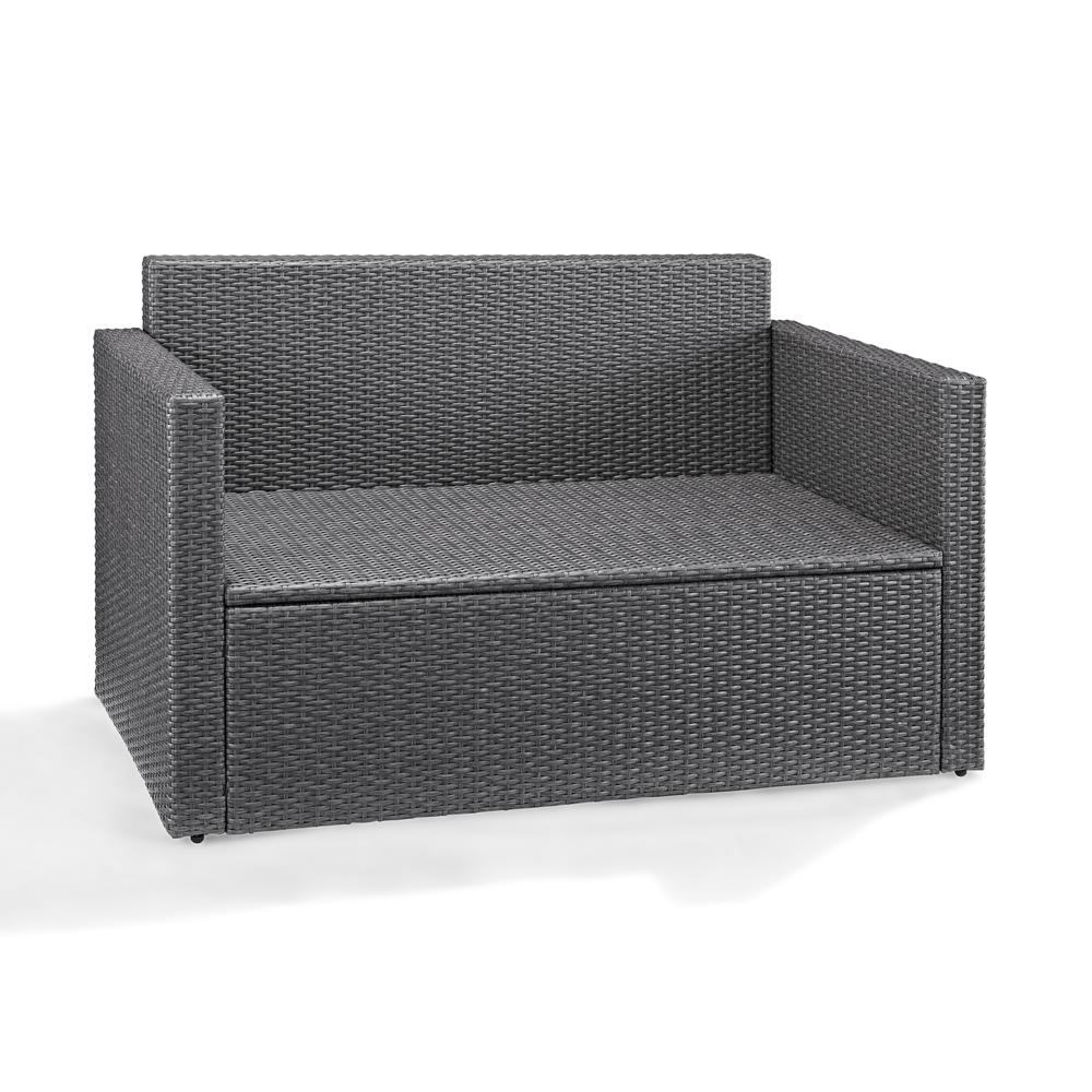 Crosley Palm Harbor Outdoor Loveseat In Grey Wicker With Navy Cushions - image 3 of 11