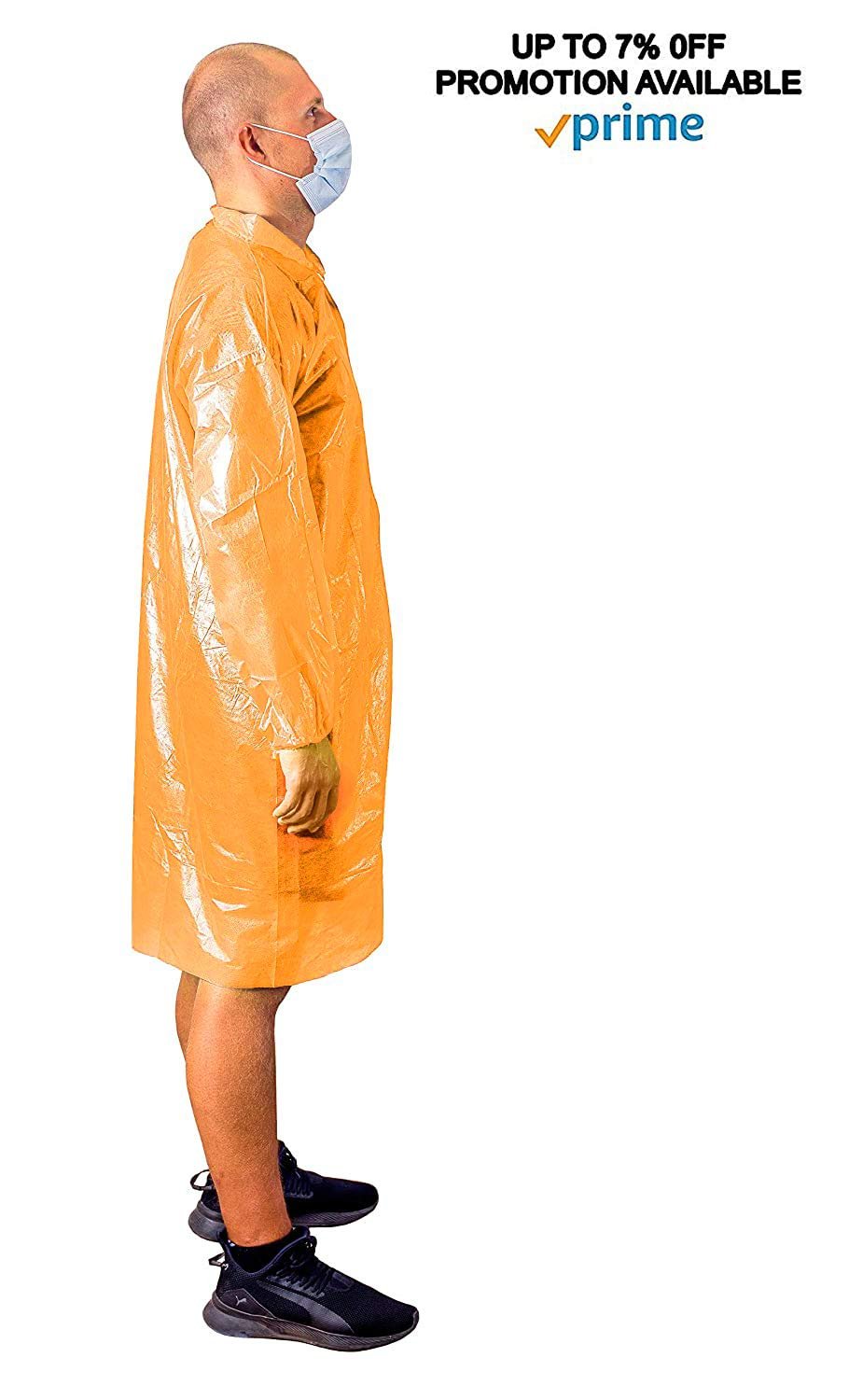 Orange Lab Coat 3XL Size. Unisex Disposable Polyethylene Labcoat Liquid