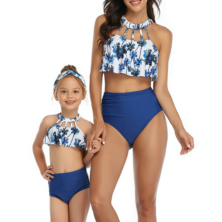 Family Matching Swimwear Two Pieces Bikini Set Mother Daughter Beach Halter  Ruffle Tankini Swimsuit Bathing Suit Swimwear - China High Waisted Swimsuit  and Swimwear price