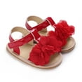 thumbnail image 4 of Zwiiyzr 2024 Baby Girls Sandals Infant Toddler Shoes Open Toe Ankle Strap Summer Flower Shoes Walking Shoes Flat Soft Soled Sandals 6-12 Months Red, 4 of 4