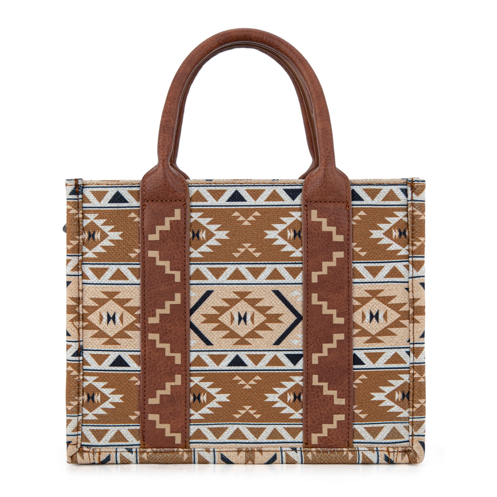 Wrangler Aztec Tote Bag for Women Boho Shoulder Purses and Handbags, Aztec Brown