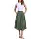 thumbnail image 2 of Falda Midi de Algodón INSPIRE CHIC para Mujer, Casual de Verano, Decoración de Botones, Cintura Elástica, Falda en Línea A con Bolsillo M Verde Militar, 2 of 6