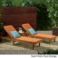 thumbnail image 3 of GDF Studio Teresa Outdoor Acacia Wood Armless Adjustable Chaise Lounges with Cushion, Set of 2, Teak and Rust Orange, 3 of 7
