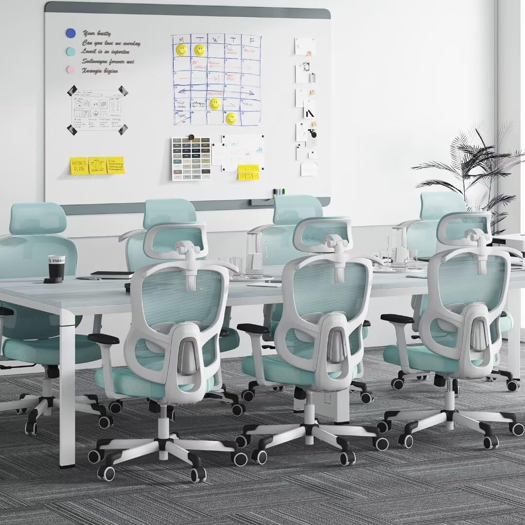 Ergonomic Office Chair With adjustable Lumbar Support, Breathable Mesh, Rotating tilt Lock，Bule