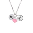 thumbnail image 2 of Delight Jewelry Silvertone Large Script Letter - W - 3/4'' Disc - Light Pink Heart Nurse Strong Zoe Necklace, 2 of 4