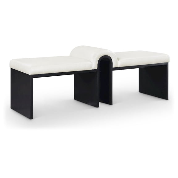 Meridian Furniture Delphine Cream Vegan Leather Upholstered Bench