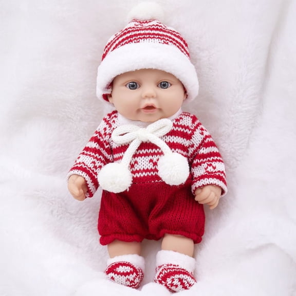 EBCUE 10 Inch Reborn Baby Doll for Toddlers 1-3,Baby Doll Clothes Included Sweater and Hat Christmas Desgin,Real Life Baby Dolls for 1 2 3 4 5 6 Year Old Holiday Christmas Gifts for Boys Girls Red