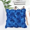 thumbnail image 2 of PiccoCasa 3D Satin Rose Flower Throw Pillow Cover Shells,Pure Cushion Covers for Couch Sofa,16" x 16" Royal Blue, 2 of 7