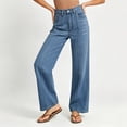 thumbnail image 5 of Tnhcen Women High Waisted Wide Leg Jeans Button Fly Washed Denim Pants with Contrast Stitching Baggy Trousers for Women Casual, 5 of 7