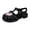 AB560 Black, variant on Toddler Sandals Girl Size 3-3.5 Years Heart Print Half Toe Anti- Beach Shoes Stylish Little Girls Summer Outdoor Play Shoes Black
