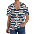 thumbnail image 3 of Vsdgher Popcorn On Blue Lines Print Men's Wrinkle Free Untucked Cuban Shirt Business Casual Button Down Shirts Short Sleeve Shirt, 3 of 7