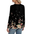 thumbnail image 4 of Women's Casual Round Neck Pullover Long Sleeve T-Shirt Top with All Over Ditsy Floral Print, Elegant and Comfortable Blouse for Spring and Summer Season,Black,L, 4 of 6