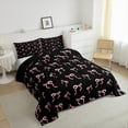 thumbnail image 3 of jejeloiu Ribbon Bow Tie Bedding Comforter Set,Grid Bowknot Twin Comforter Sets,Pink Black Bedding Set,Lightweight Room Decorative Reversible,2 Pieces, 3 of 8