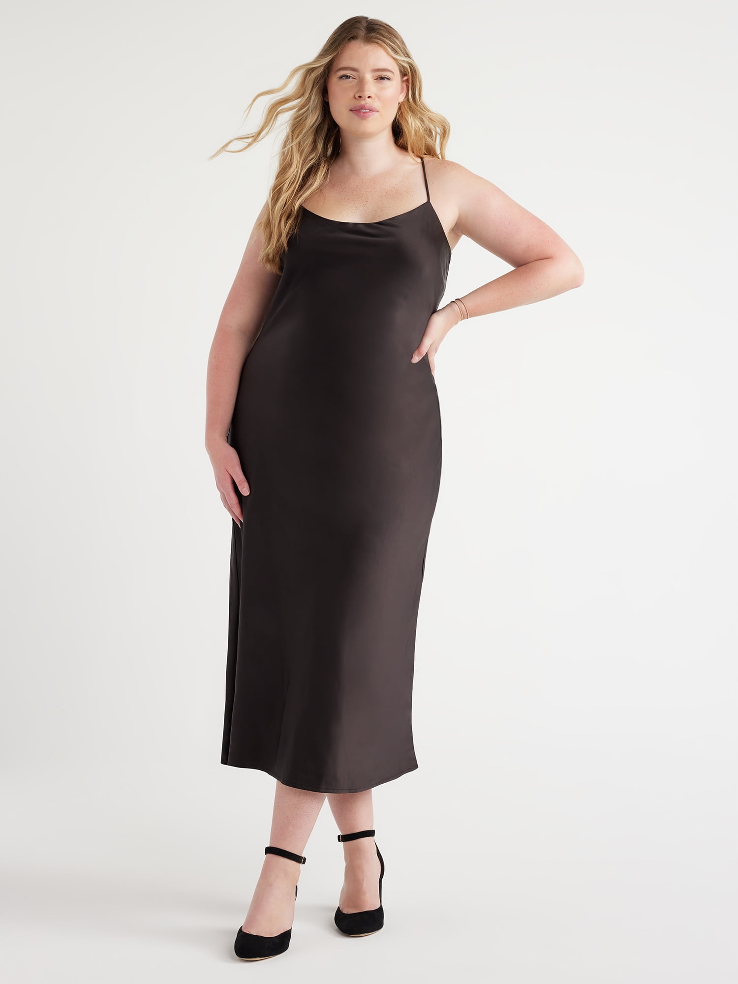 Free Assembly Women's Sleeveless Midi Slip Dress, Sizes XS-XXXL