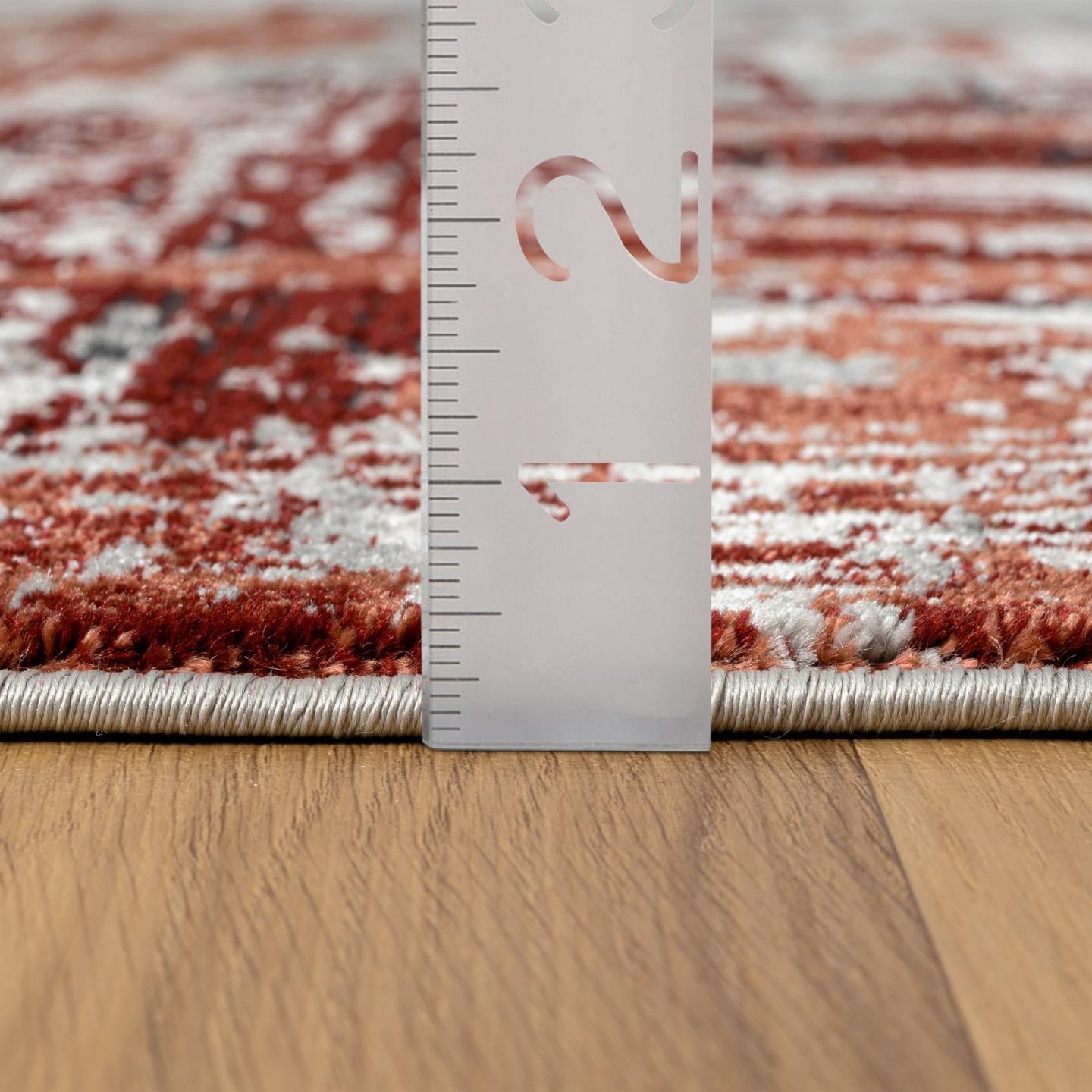 Luxe Weavers Modern Abstract Distressed Red 8x10 Area Rug for Living Rooms and Bedrooms