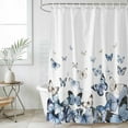 thumbnail image 6 of Blue Butterflies Shower Curtain Set - 48" x 72" Washable Bathtub Curtain with 12 Hooks, Elegant Pastoral Butterfly Waterproof Fabric Stall Shower Curtains for Bathroom/Bathtub Décor, 6 of 6