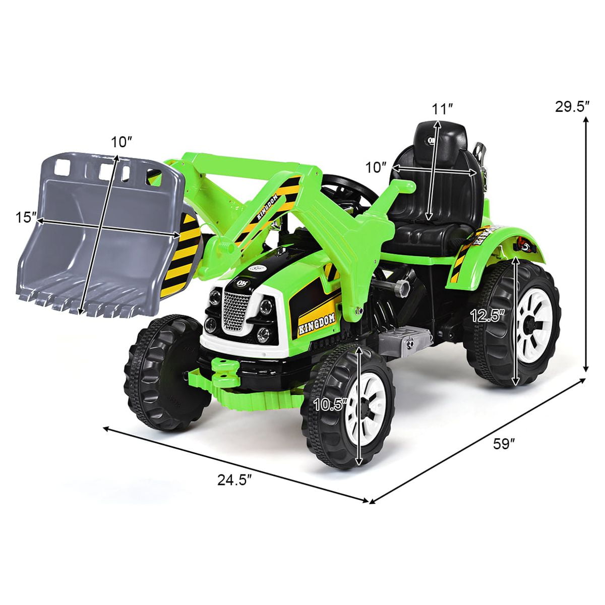 Costway 12V Battery Powered Kids Ride On Excavator Truck w Front