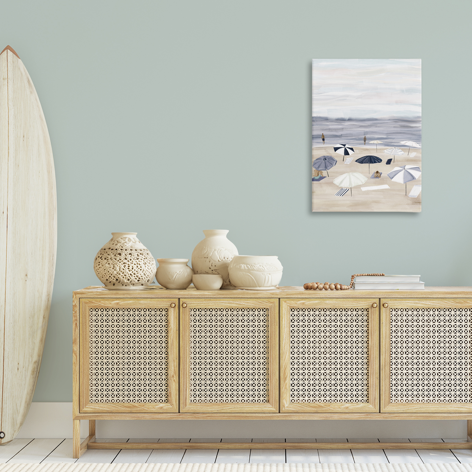 Stupell Industries Summer Beach Umbrellas Nautical & Beach Painting Wrapped Canvas Art Print Wall Art, 24 x 36