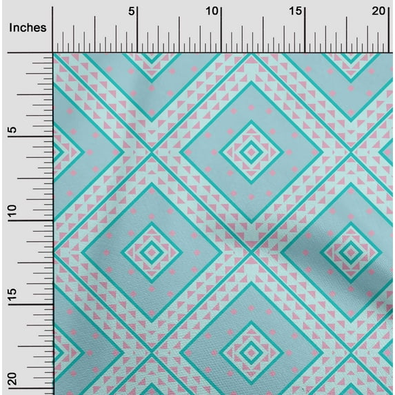 oneOone Cotton Flex Fabric Diamond|Triangle & Check Geometric Print Sewing Fabric BTY 40 Inches Wide