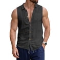 thumbnail image 2 of Men's Sleeveless Shirt Casual Pocket Sleeveless Button Top Breathable Summer Shirt Beach Vacation Tank Top, 2 of 8