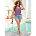 thumbnail image 2 of SHOWMALL Women's Plus Size Tank Top, V Neck Pleated Sleeveless Summer Beach Tops, Light Purple 3X Side Slit Casual Daily Tunic Layering Shirt for Work, 2 of 8