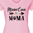 thumbnail image 4 of Inktastic Maine Coon Mama with Flowers and Arrow Women's V-Neck T-Shirt, 4 of 5