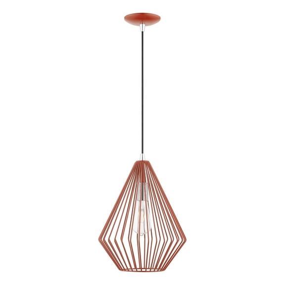 41325-72 Livex Lighting Linz - 1 Light Pendant In Geometric Style-21 Inches Tall and 11.5 Inches Wide-Shiny Red/Polished Chrome Finish -Traditional
