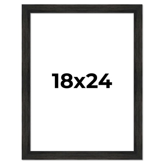 18x24 Distressed/Aged Black Wood Picture Frame - UV Acrylic, Foam Board Backing, & Hanging Hardware Included!