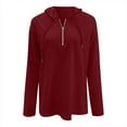 thumbnail image 4 of Scyoekwg Western Tops for Women Drawstring Zipper Hooded Tunic Shirts Loose Lightweight Tshirt Long Sleeve Solid Color Tops for Women Trendy Dressy Casual Blouses (Wine,S), 4 of 5