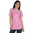 thumbnail image 1 of Inkmeso T-Shirt Basique à Col Rond pour Femmes, Manches Courtes, Coupe Régulière, Long Tee, Haut d'Entraînement, 1 of 8