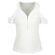 thumbnail image 1 of Camiseta de mujer, tops ajustados recortados de manga corta con escote en V profundo elástico Romacci Blanco XL, 1 of 6