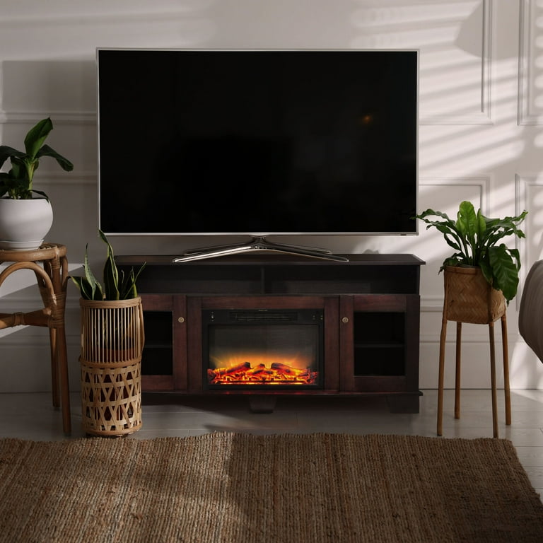 Mahogany fireplace tv stand deals