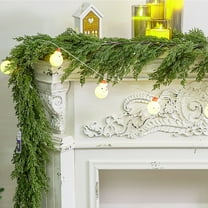 Artificial Green Cypress Garland for Room Mantel Decor, Real Touch & Thicker Green Pine Garland Wall Cabinet Decoration, Holiday Front Door Porch Decor Wreath 5.9 ft Christmas Indoor Outdoor Decor