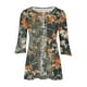 thumbnail image 4 of Fiudx Ropa de Mujer Camiseta Estampada a La Moda para Mujer, Blusa con Mangas 3/4, Camisetas Informales con Cuello En V, 4 of 5