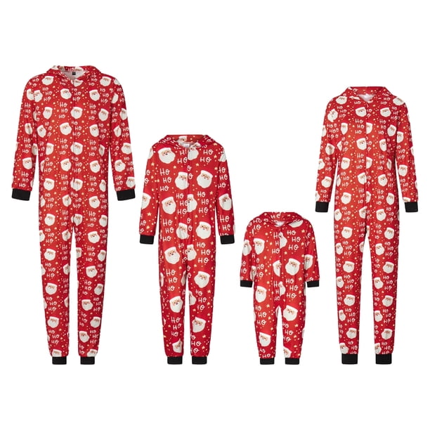 Pijamas navideños a juego Fiomva para la familia, pijamas estampados bonitos para las vacaciones, ropa de dormir navideña con capucha para parejas/niños