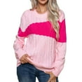 thumbnail image 2 of Women's 2023 Fall Color Block Sweaters Casual Crewneck Knitted Sweater Fashion Pullover Loose Long Sleeve Knit Sweaters for Women, 2 of 7