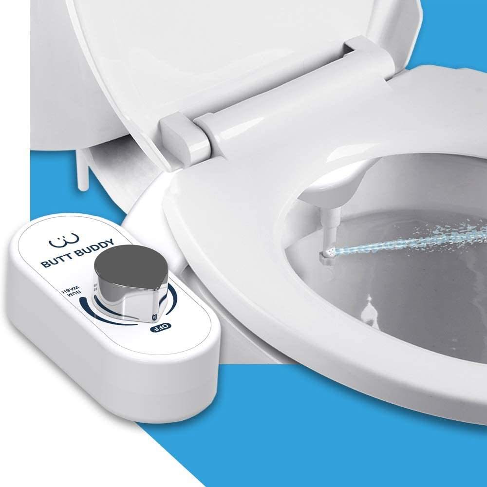 BUTT BUDDY Bidet Toilet Seat Attachment w/ Rear Bum Wash & Nozzle