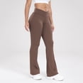 thumbnail image 6 of Resivox Women's High Waisted Cross Waist Yoga Pants - Fashionable Design with Flared Legs, Stretchy Fabric for Outdoor Sports & Casual Wear, Slim-Fit Brown S, 6 of 6