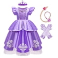 thumbnail image 1 of Disney Vestido de Princesa Sofía para niñas, disfraz de fiesta de cumpleaños, púrpura, Sophia, ropa de lujo para bebé, Cosplay de Halloween Fivean unisex, 1 of 2