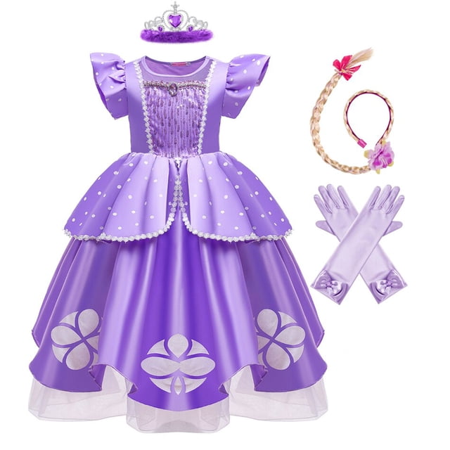 Disney Vestido de Princesa Sofía para niñas, disfraz de fiesta de cumpleaños, púrpura, Sophia, ropa de lujo para bebé, Cosplay de Halloween Fivean unisex