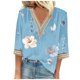 thumbnail image 1 of ICHUANYI Clearance Women's Sexy Fashion Casual V-neck Printed Loose Medium And Long Sleeve Top(Light Blue, L) ICHUANYI WER2023081509301, 1 of 4