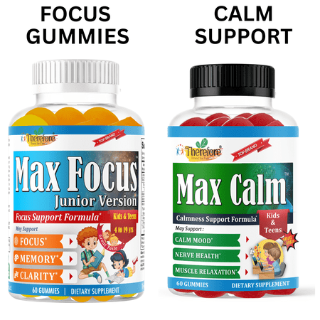 Omega 3 Focus Gummies + Calm Magnesium Gummies – Brain, Focus, and Relaxation Support by Therefore