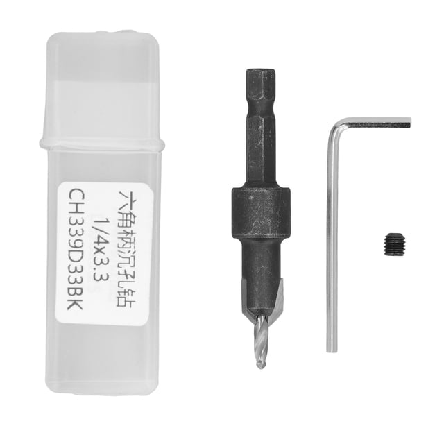 Ouitble bit de perforación de contrasumidores de 1/4x3.3 Bit de Taladro de Contrasumidor 1/4x3.3 Hex Shank Carbide Ajustable para Carpintería