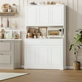 thumbnail image 5 of Homfa 73.8”H Pantry Cabinet with 6 Doors and 2 Drawers, Microwave Stand Storage Cabinet with Grooved Handles and Adjustable Shelf for Kitchen Dining Room, White, 5 of 7