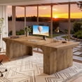 thumbnail image 3 of Tribesigns 70.9" Executive Office Desk with Arched Design, Large Wood Grain Computer Desk for Home Office, Modern Writing Table Workspace, 3 of 5